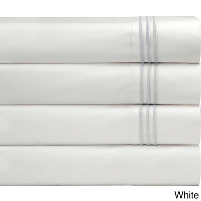 Pointehaven Egyptian Cotton Embroidered Percale Pillowcases (Set of 2)