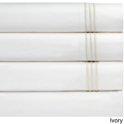 Pointehaven Egyptian Cotton Embroidered Percale Pillowcases (Set of 2)