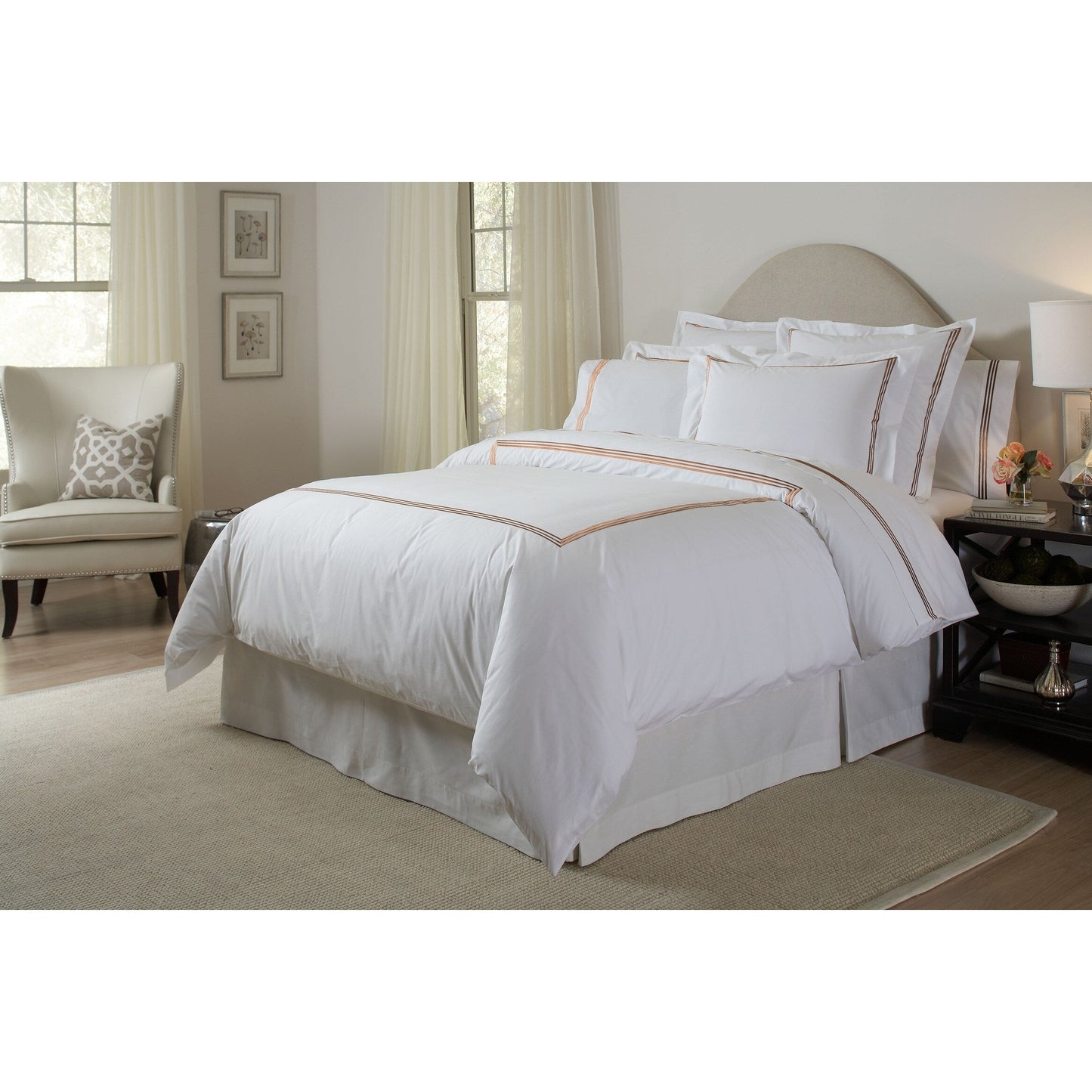 Pointehaven Long Staple Cotton Embroidered Percale Oversized Percale Cooling 4 pc Sheet Set