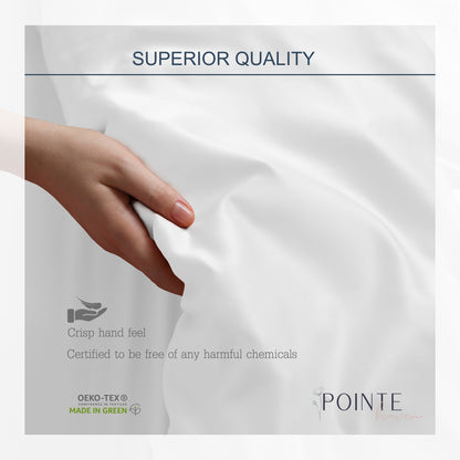 Pointehaven Long Staple Cotton Embroidered Percale Oversized Percale Cooling 4 pc Sheet Set