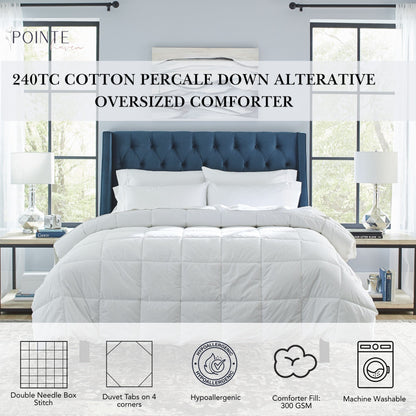 Pointehaven Luxury sized 240TC Down Alternative 100% Cotton Percale Breathable Comforter