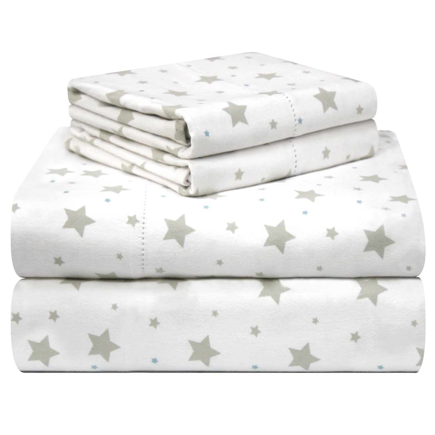Pointehaven Printed Cotton Flannel Hemstitch Deep Pocket Bed Sheet Set