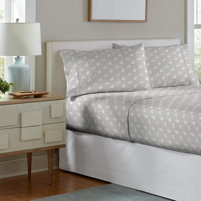 Pointehaven Printed Cotton Flannel Hemstitch Deep Pocket Bed Sheet Set