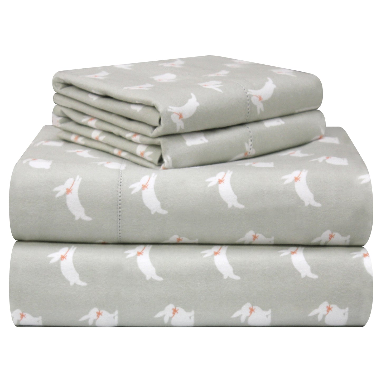 Pointehaven Printed Cotton Flannel Hemstitch Deep Pocket Bed Sheet Set