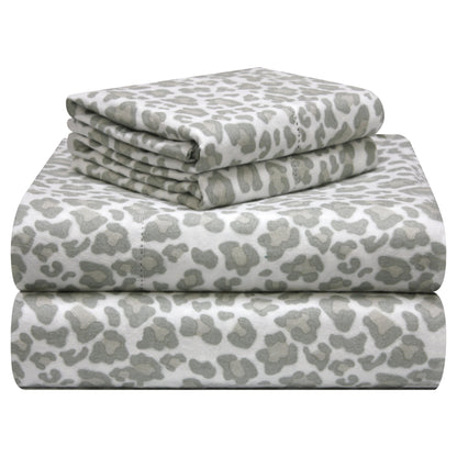 Pointehaven Printed Cotton Flannel Hemstitch Deep Pocket Bed Sheet Set