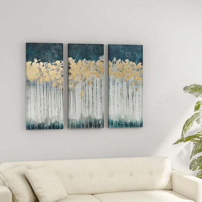 Madison Park Dewy Forest Gold Foil Abstract 3-piece Canvas Wall Art Set