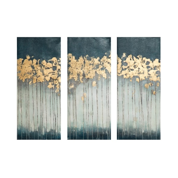 Madison Park Dewy Forest Gold Foil Abstract 3-piece Canvas Wall Art Set