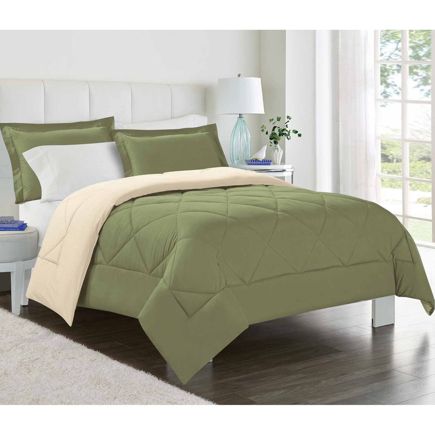 Swift Home Reversible Down Alternative Microfiber Bedding Comforter Set