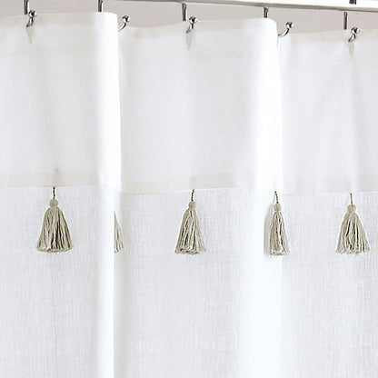 Porch & Den Onassis Modern Stripe Tassel Shower Curtain