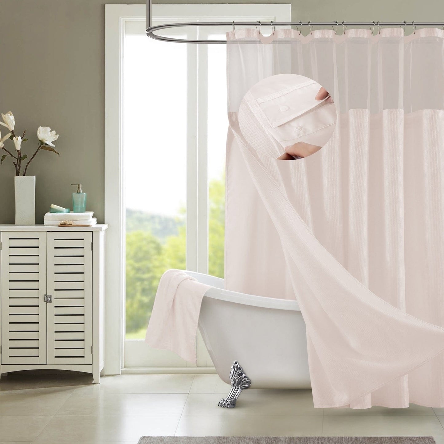 Porch & Den Roycroft Hotel Shower Curtain with Detachable Liner