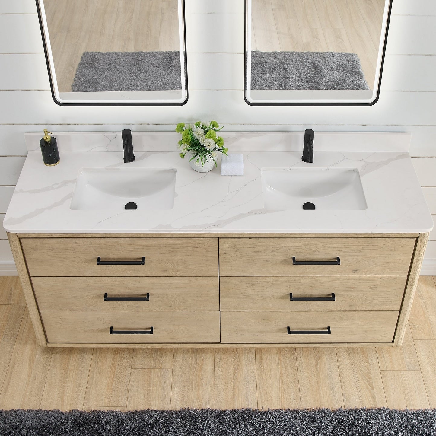 Porto Bath Vanity with White Quartz Stone Top without Mirror