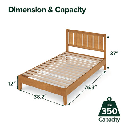 Priage by ZINUS Rustic Pine Deluxe Wood Platform Bed Frame