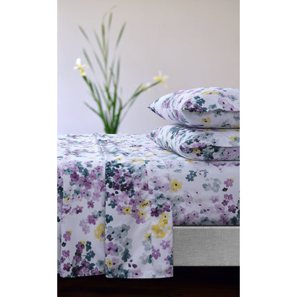 Azores Home Floral Printed Deep Pocket Sheet Set with Oversized Flat