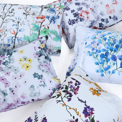 Azores Home Floral Printed Deep Pocket Sheet Set with Oversized Flat