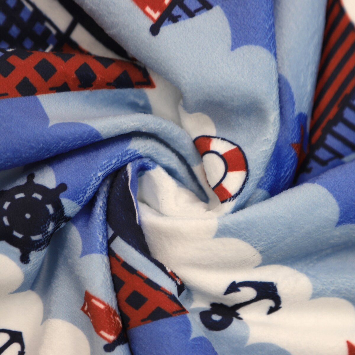 Printed Flannel Fleece Throw Sherpa Kids Blanket, 40 x 50 Inch Nautical Sailing Boat White Base