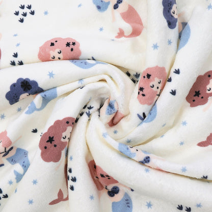 Printed Soft Flannel Fleece Throw Sherpa Kids Blanket, 40 x 50 Inch Pink Mermaid with White Base