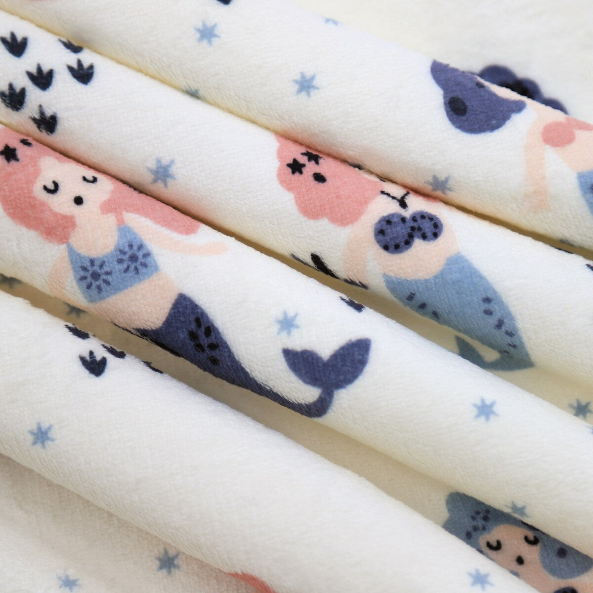 Printed Soft Flannel Fleece Throw Sherpa Kids Blanket, 40 x 50 Inch Pink Mermaid with White Base