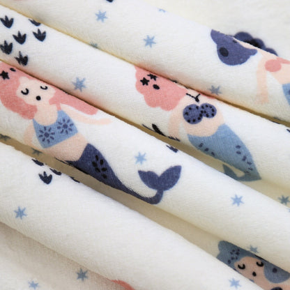 Printed Soft Flannel Fleece Throw Sherpa Kids Blanket, 40 x 50 Inch Pink Mermaid with White Base