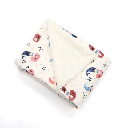 Printed Soft Flannel Fleece Throw Sherpa Kids Blanket, 40 x 50 Inch Pink Mermaid with White Base
