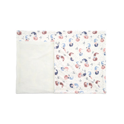 Printed Soft Flannel Fleece Throw Sherpa Kids Blanket, 40 x 50 Inch Pink Mermaid with White Base