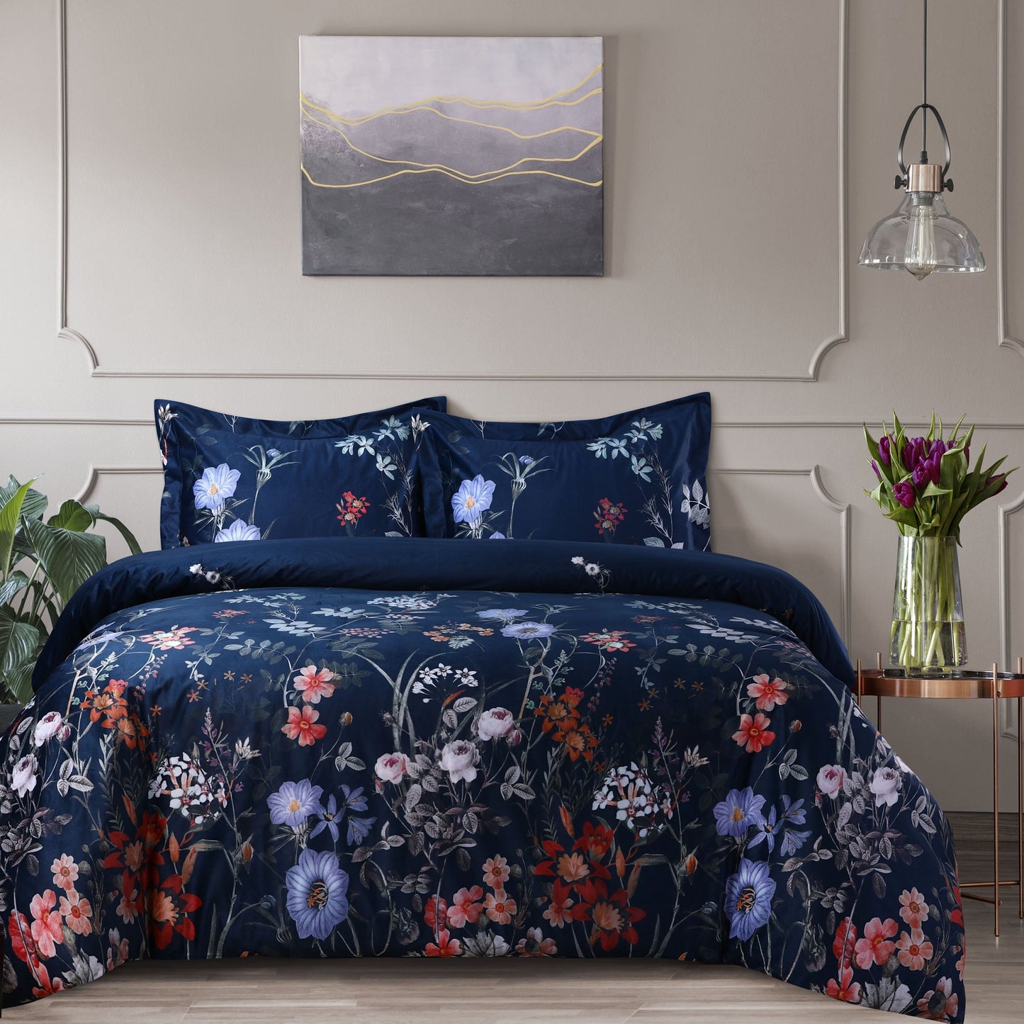 Printed Velvet Oversized Duvet Cover Set
