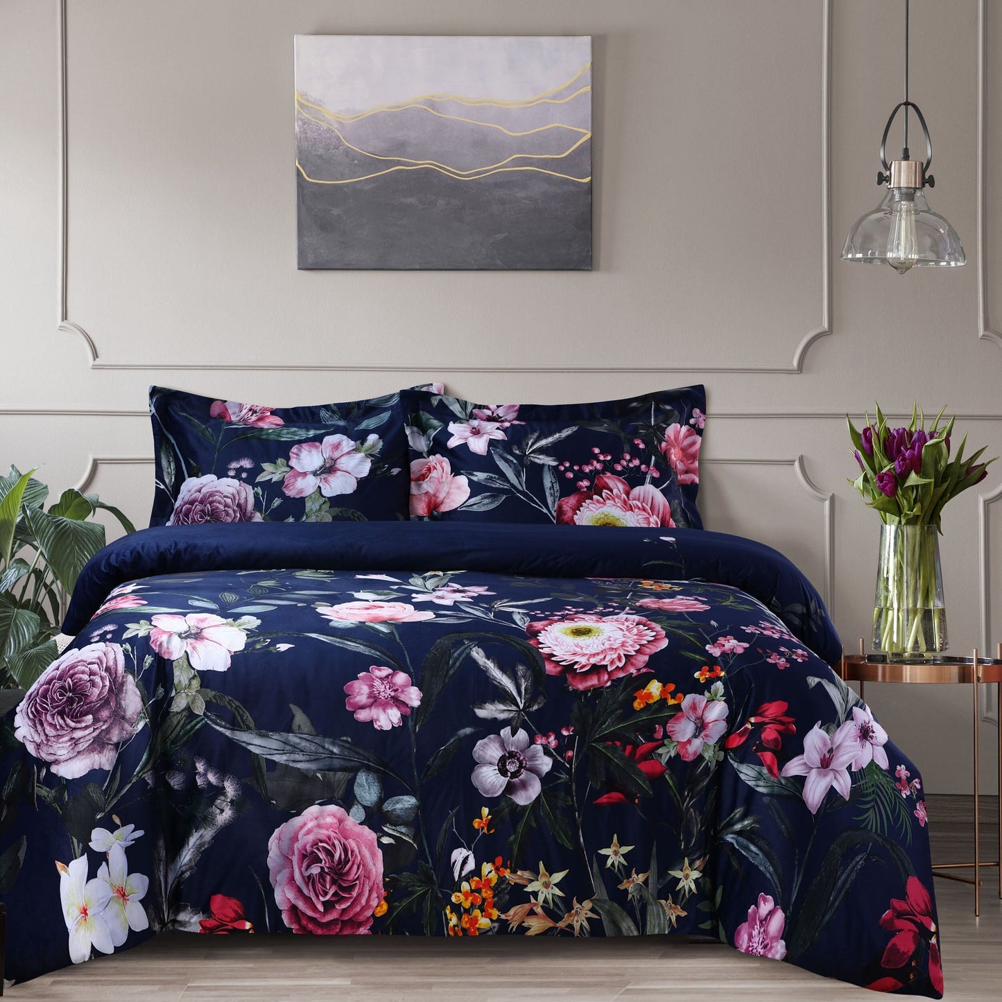 Printed Velvet Oversized Duvet Cover Set