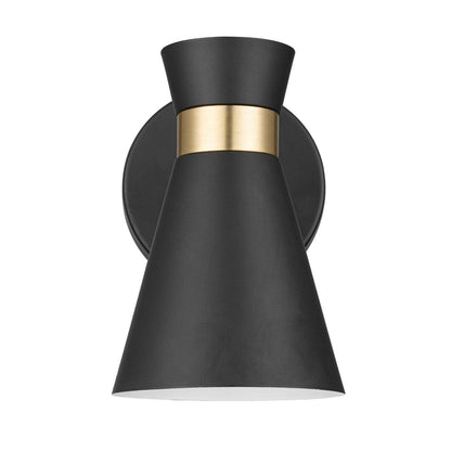 Prominence Home 2-Pack Battery-Operated LED Matte Black Wall Sconce with Brushed Gold Accents