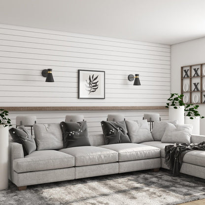 Prominence Home 2-Pack Battery-Operated LED Matte Black Wall Sconce with Brushed Gold Accents