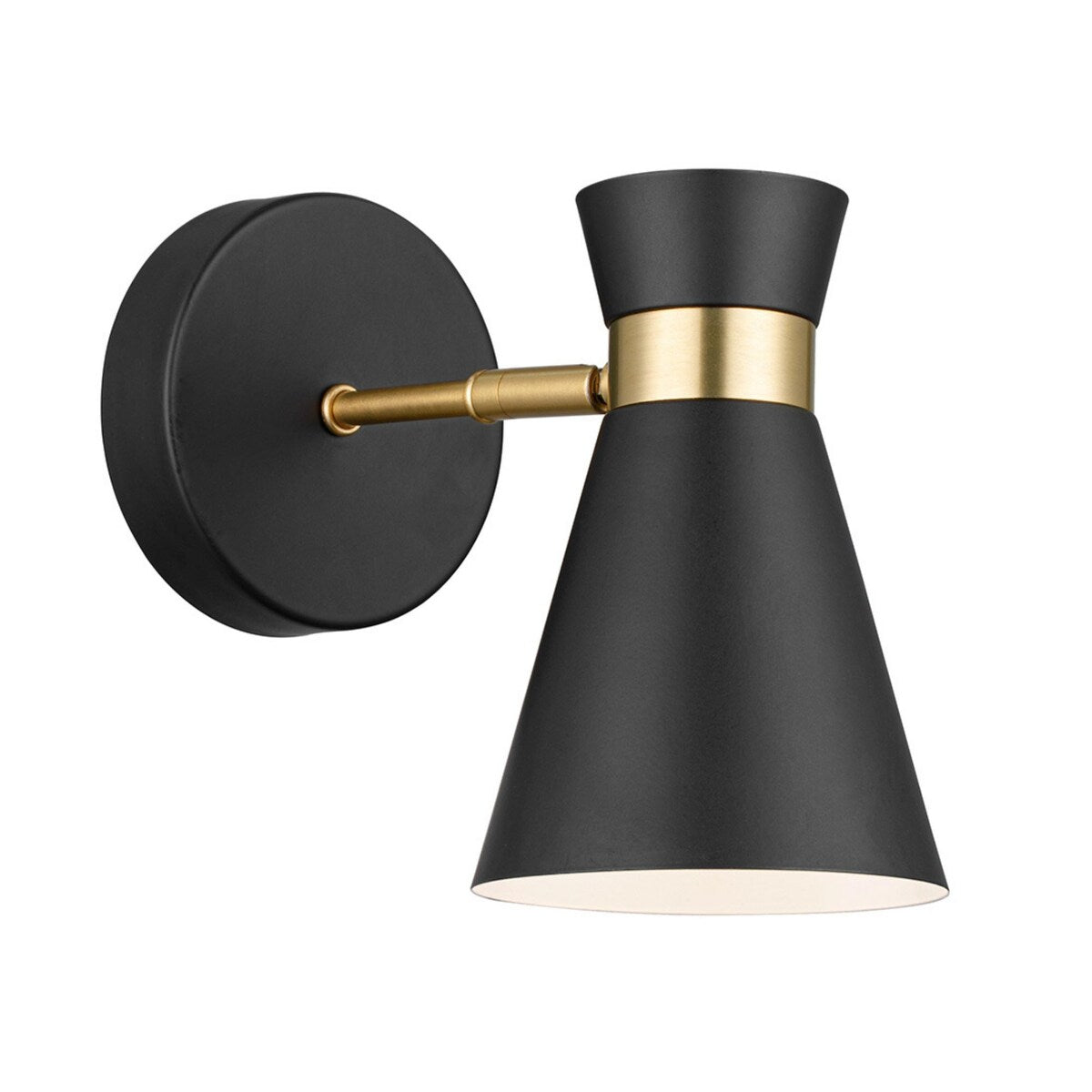 Prominence Home 2-Pack Battery-Operated LED Matte Black Wall Sconce with Brushed Gold Accents