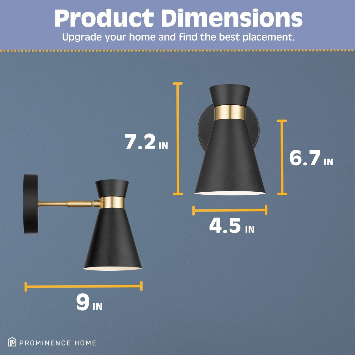 Prominence Home 2-Pack Battery-Operated LED Matte Black Wall Sconce with Brushed Gold Accents