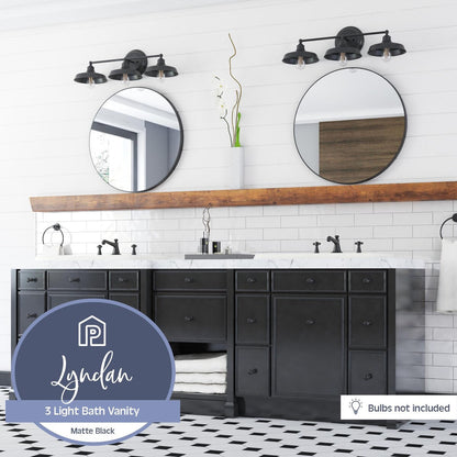 Prominence Home Lyndan, Indoor Vanity & Bathroom Light, Matte Black & Brushed Nickel Finishes - 3-Light