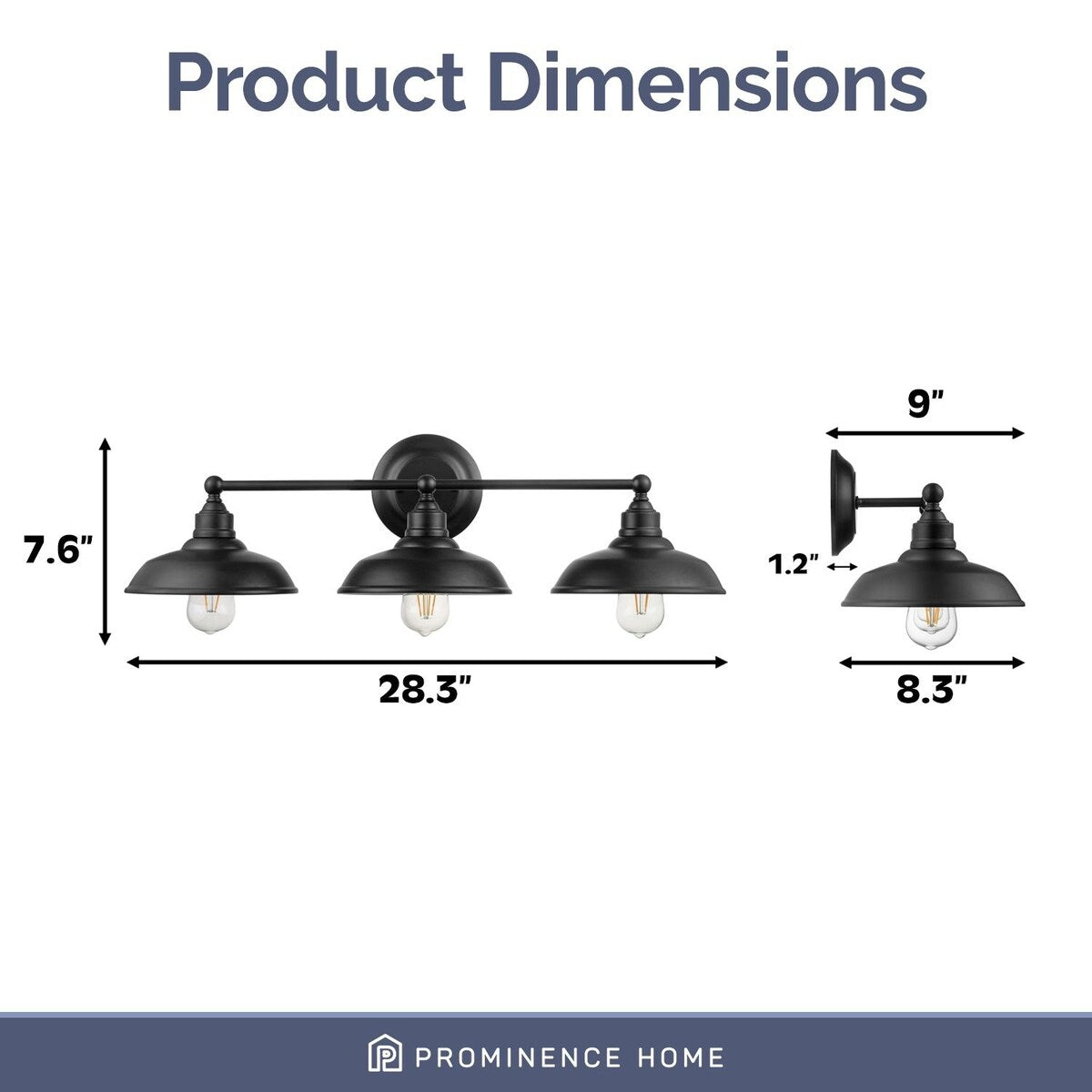 Prominence Home Lyndan, Indoor Vanity & Bathroom Light, Matte Black & Brushed Nickel Finishes - 3-Light