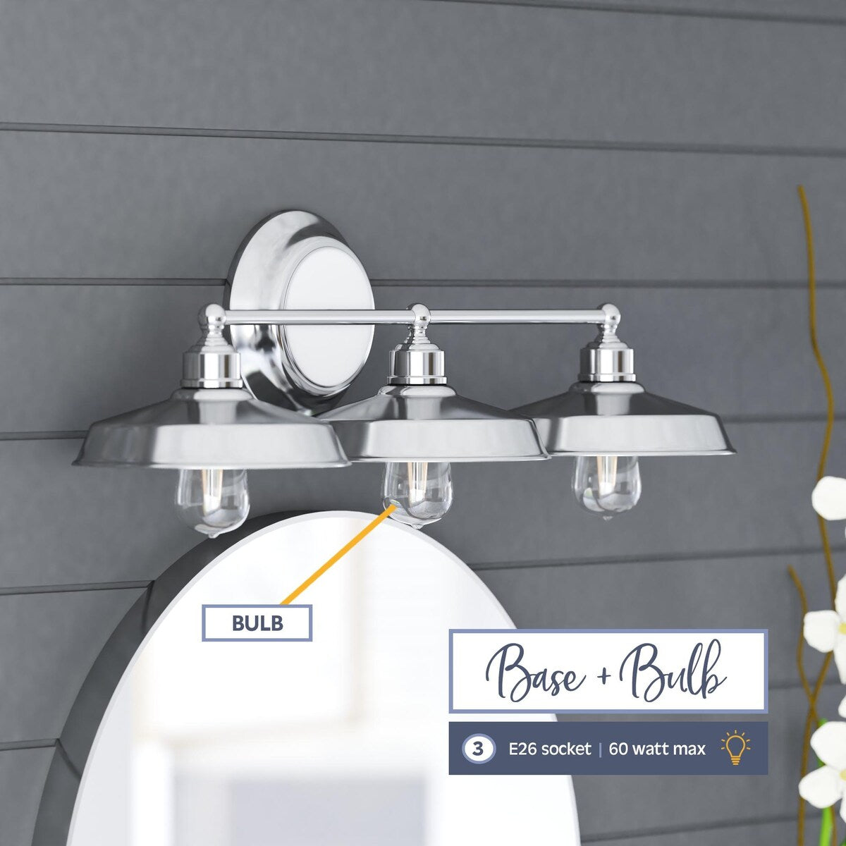 Prominence Home Lyndan, Indoor Vanity & Bathroom Light, Matte Black & Brushed Nickel Finishes - 3-Light