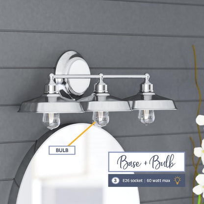 Prominence Home Lyndan, Indoor Vanity & Bathroom Light, Matte Black & Brushed Nickel Finishes - 3-Light