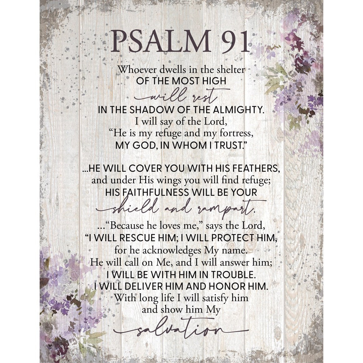 Psalm 91 Wood Plaque 11.75x15 - White