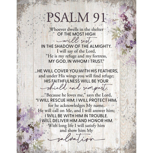 Psalm 91 Wood Plaque 11.75x15 - White