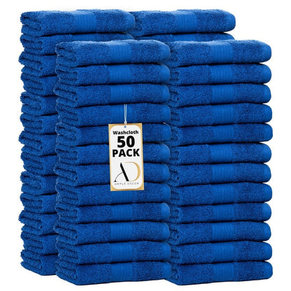 Pure Cotton 600 GSM Absorbent Wash Cloths 12x12 Inch by Ample Decor - 50 Pcs