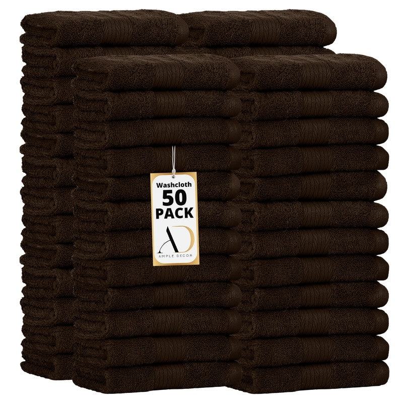 Pure Cotton 600 GSM Absorbent Wash Cloths 12x12 Inch by Ample Decor - 50 Pcs
