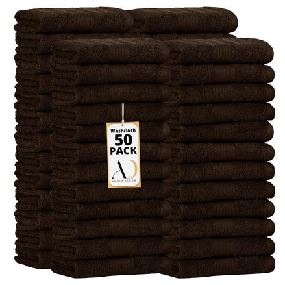 Pure Cotton 600 GSM Absorbent Wash Cloths 12x12 Inch by Ample Decor - 50 Pcs