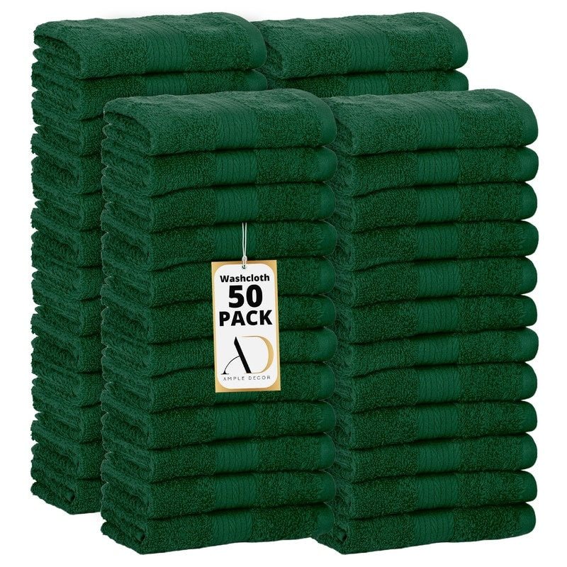 Pure Cotton 600 GSM Absorbent Wash Cloths 12x12 Inch by Ample Decor - 50 Pcs