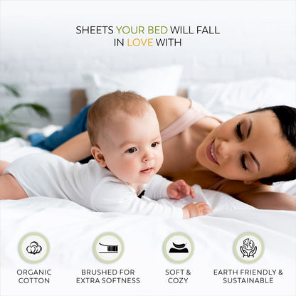 Purity Home 300TC Organic 100% Cotton Cool Crisp Percale Sheet Set