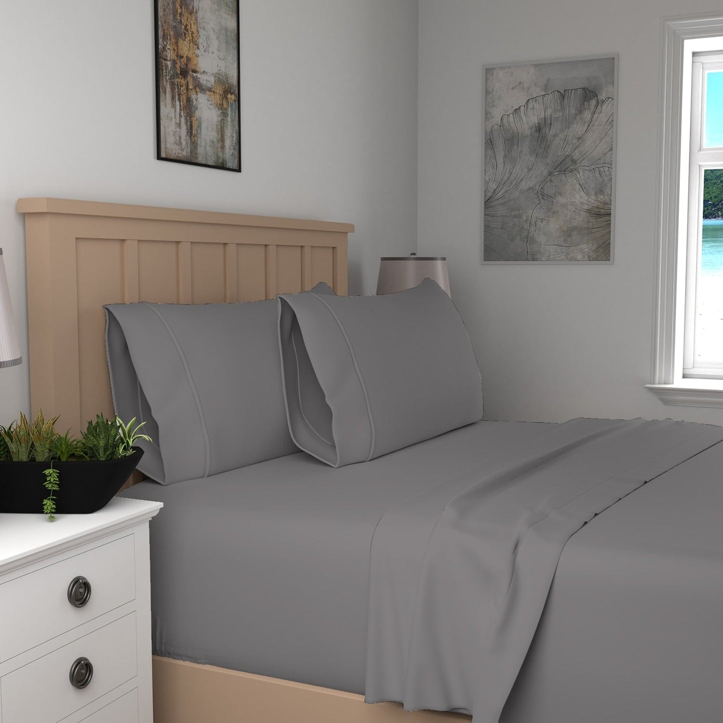 Purity Home 300TC Organic 100% Cotton Cool Crisp Percale Sheet Set