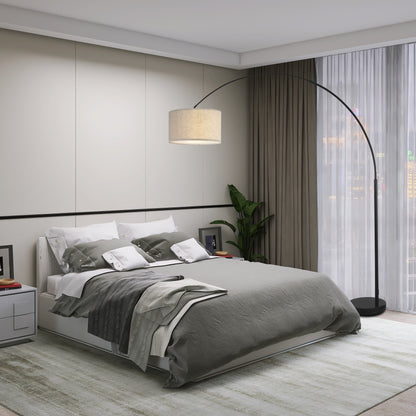 Q-Max 81 Steel Adjustable Arching Floor Lamp With Extra Large Shade and Marble Base