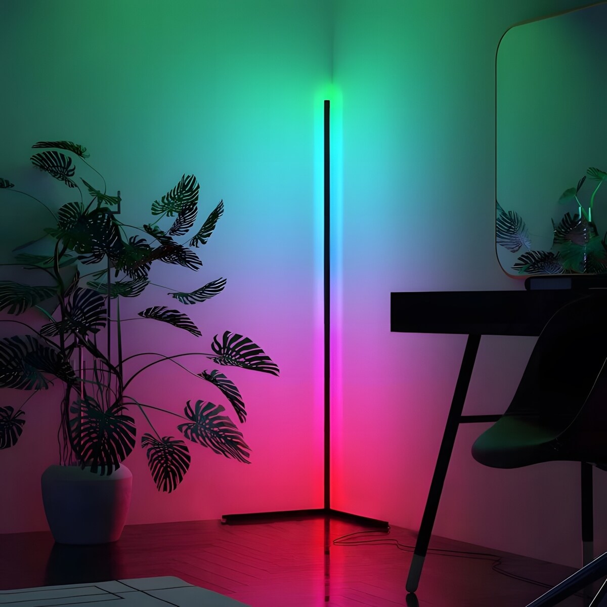 RGBCW LED Corner Floor Lamp with Remote Control