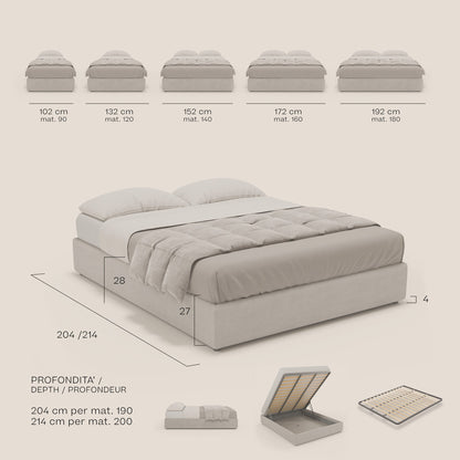 Ina sommier con ampio contenitore in microfibra smacchiabile ed impermeabile T11 rosso 