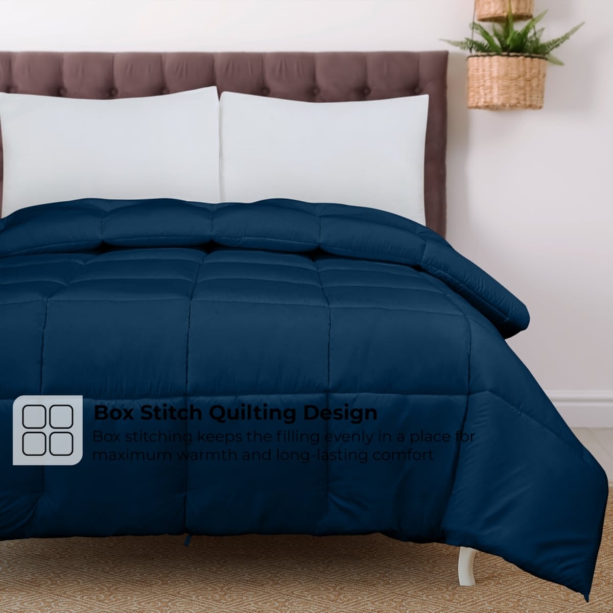 ROYALE King Comforter - All Season Down Alternative Bedding Comforter - Lightweight Quilted Comforter (King, Navy)