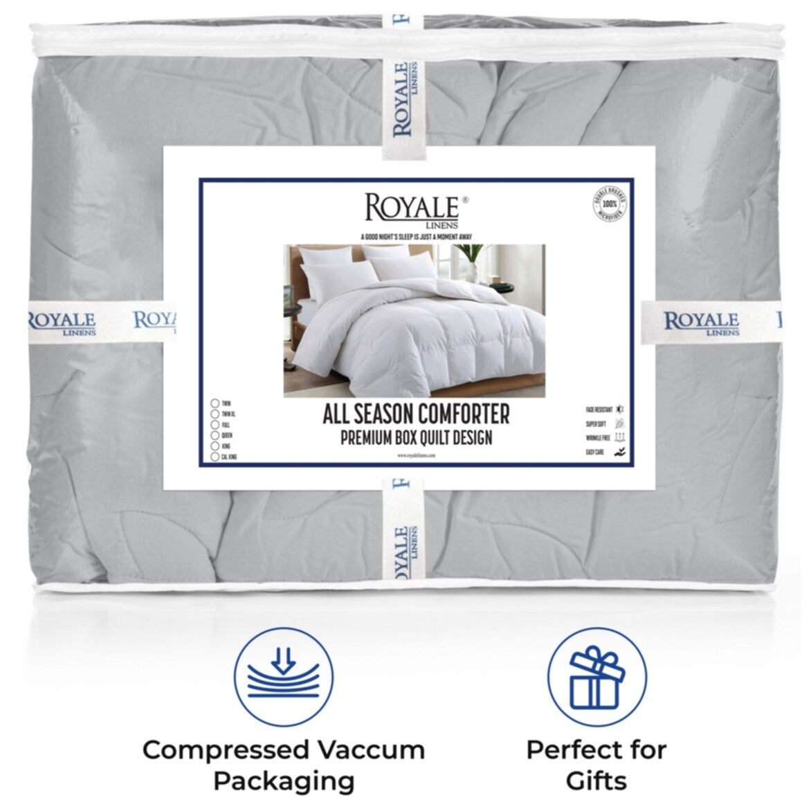 ROYALE King Comforter - All Season Down Alternative Bedding Comforter - Lightweight Quilted Comforter (King, Navy)