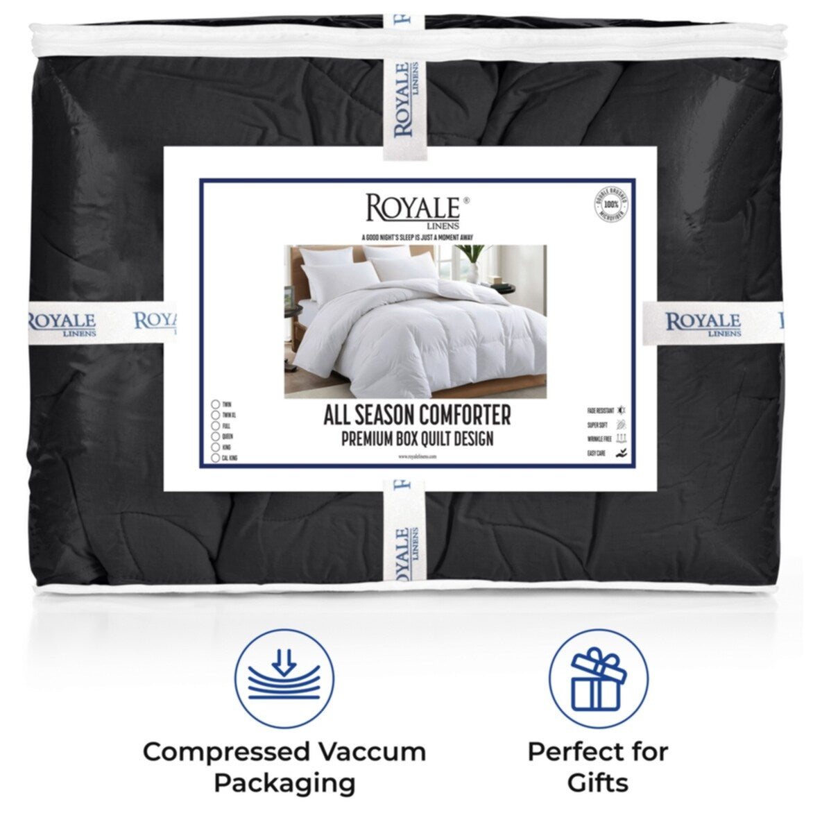 ROYALE King Comforter - All Season Down Alternative Bedding Comforter - Lightweight Quilted Comforter (King, Navy)