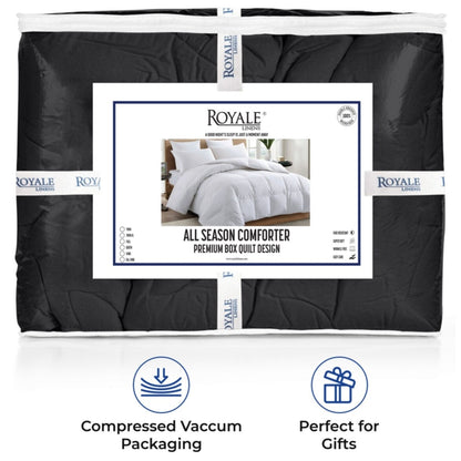 ROYALE King Comforter - All Season Down Alternative Bedding Comforter - Lightweight Quilted Comforter (King, Navy)