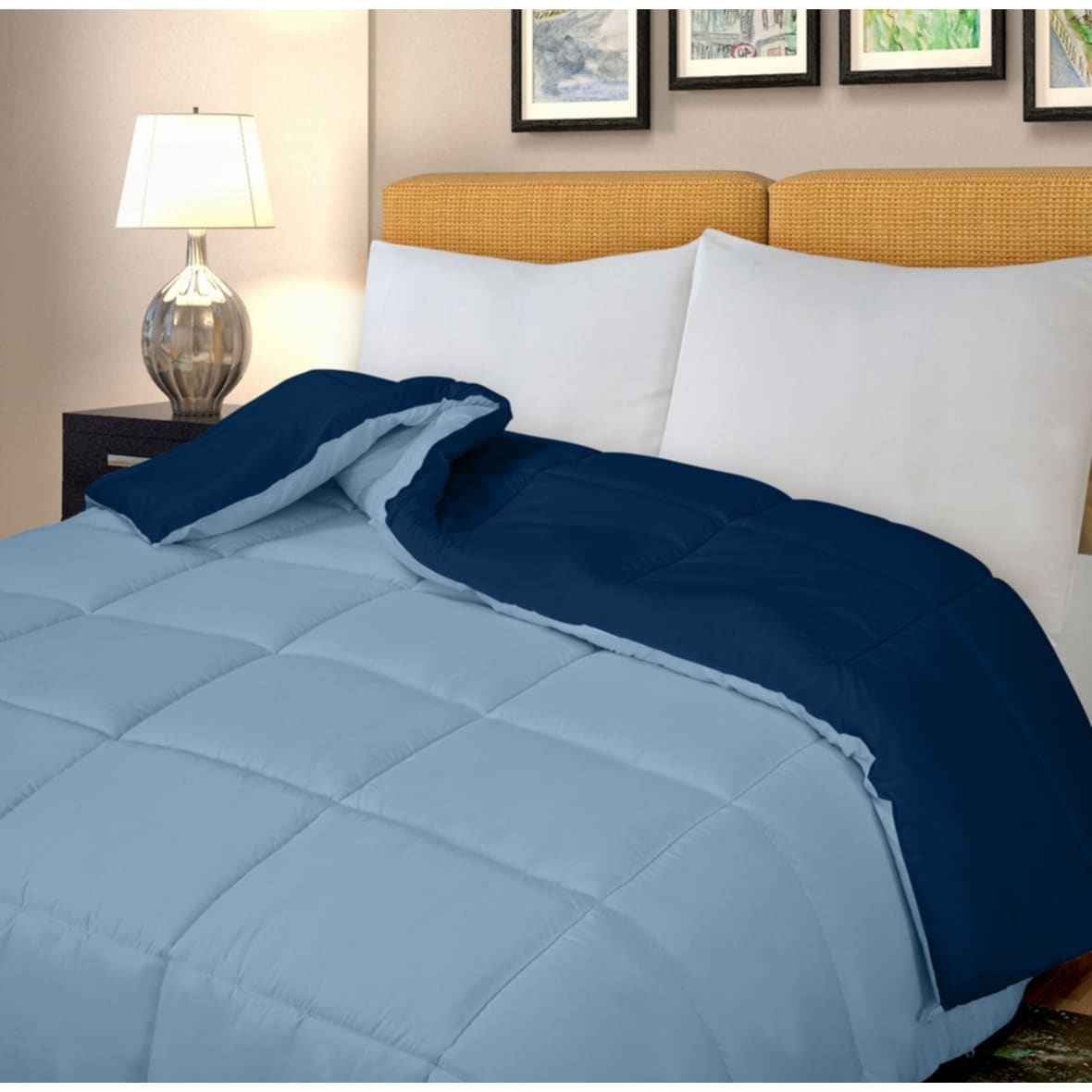 ROYALE King Comforter - All Season Down Alternative Bedding Comforter - Lightweight Quilted Comforter (King, Navy)